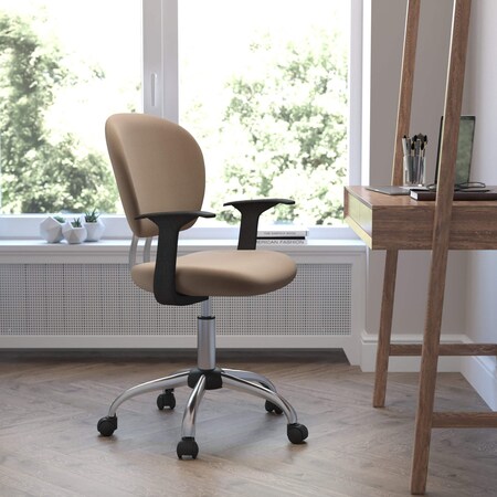 Flash Furniture Mesh Task Chair, 17-1/4" to 21", Fixed Arms, Coffee Brown H-2376-F-COF-ARMS-GG